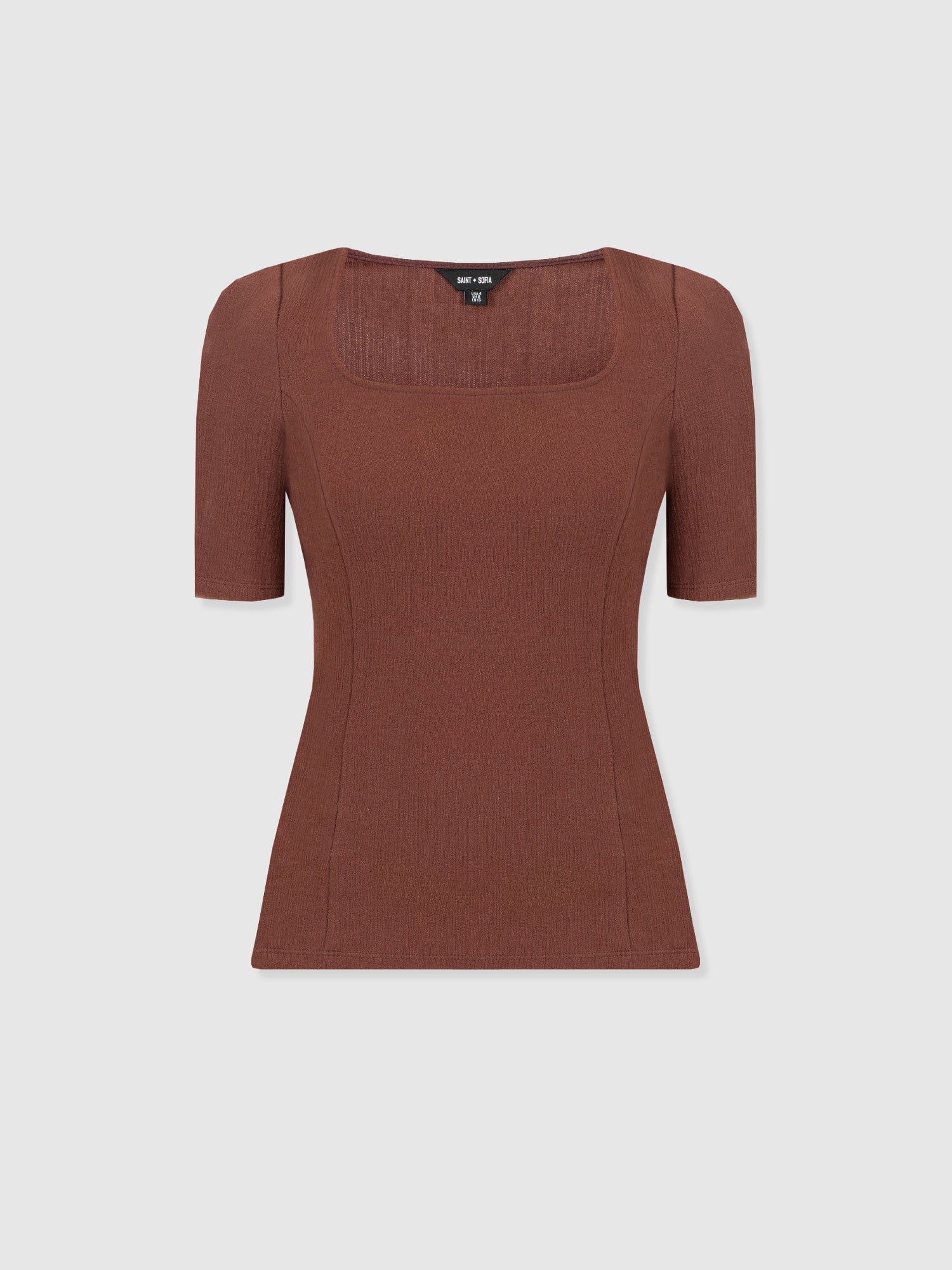 Akia Short Sleeve Tee - Maroon Textured - Women's T-shirts | Saint + Sofia® EU